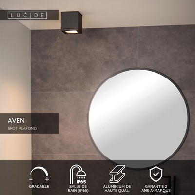 Lucide AVEN - Spot plafond Salle de bains - 1xGU10 - IP65 - Noir